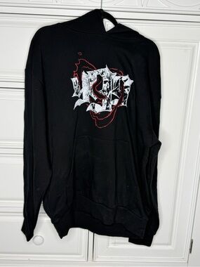 Men's Black Crewneck Sweatshirt with White & Red Graphic